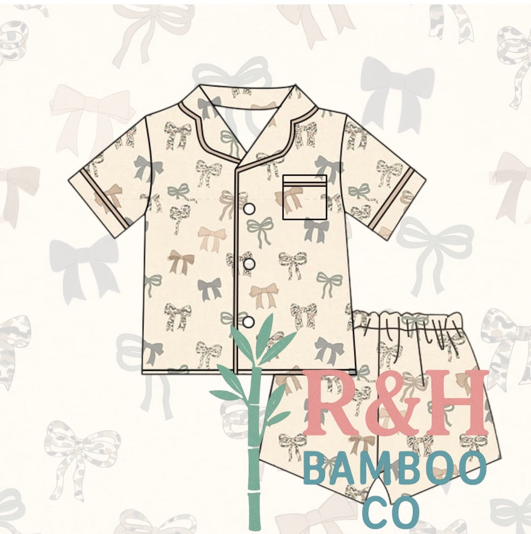 Old School Camo Bow Kids Short Set