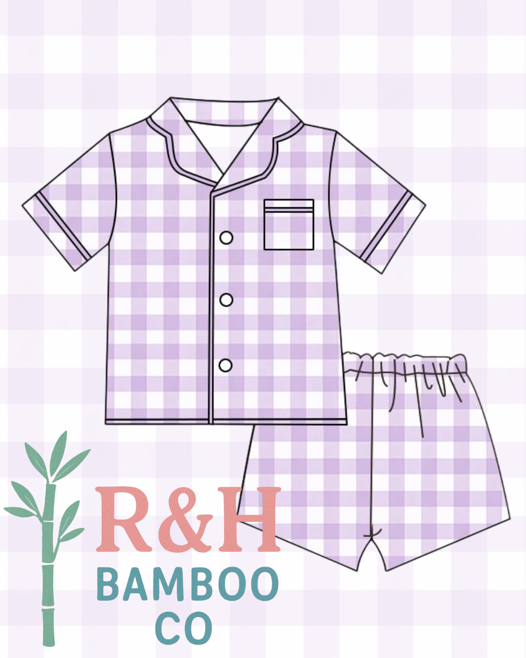 Purple Gingham Adult Pjs