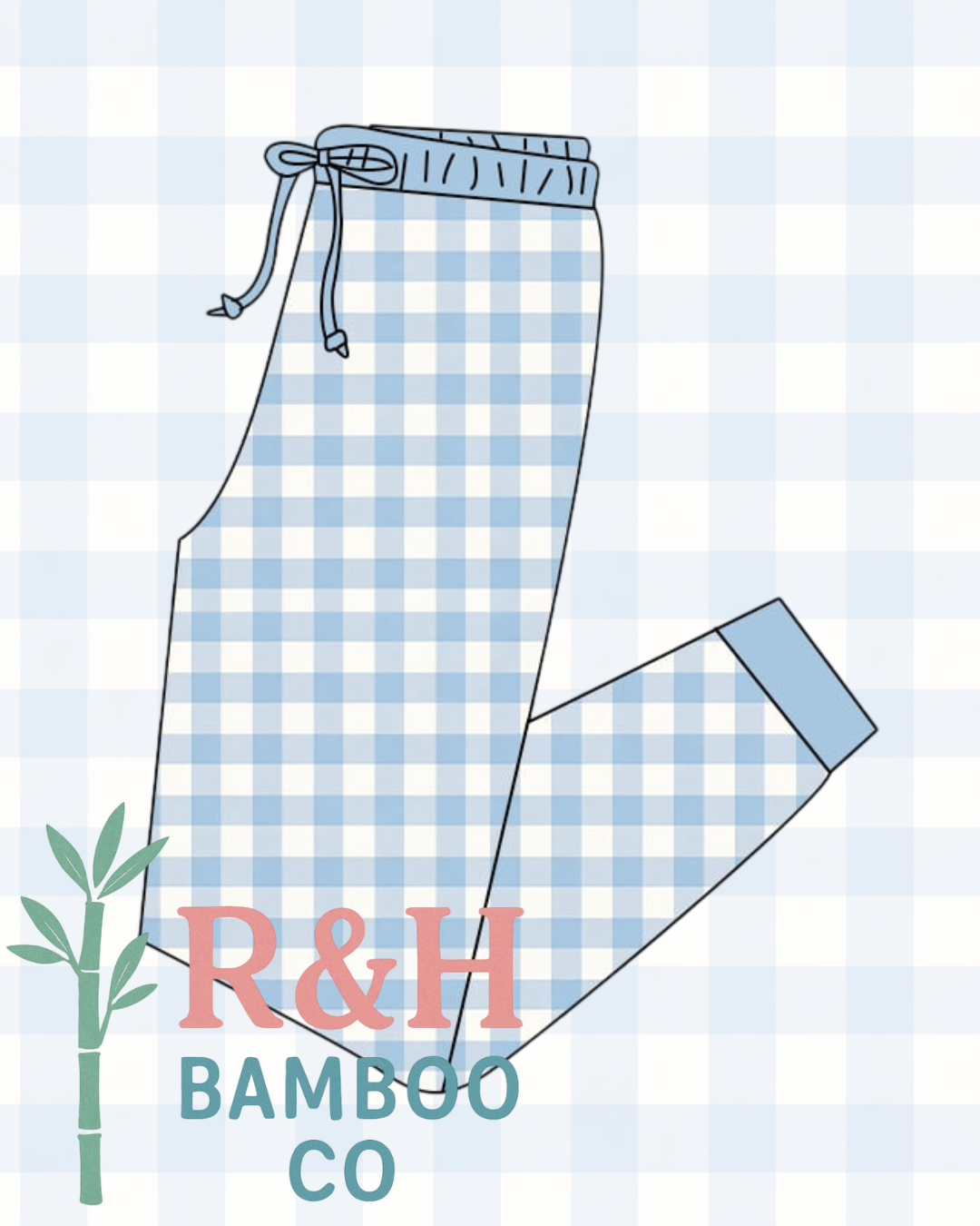 Blue Gingham Adult Joggers