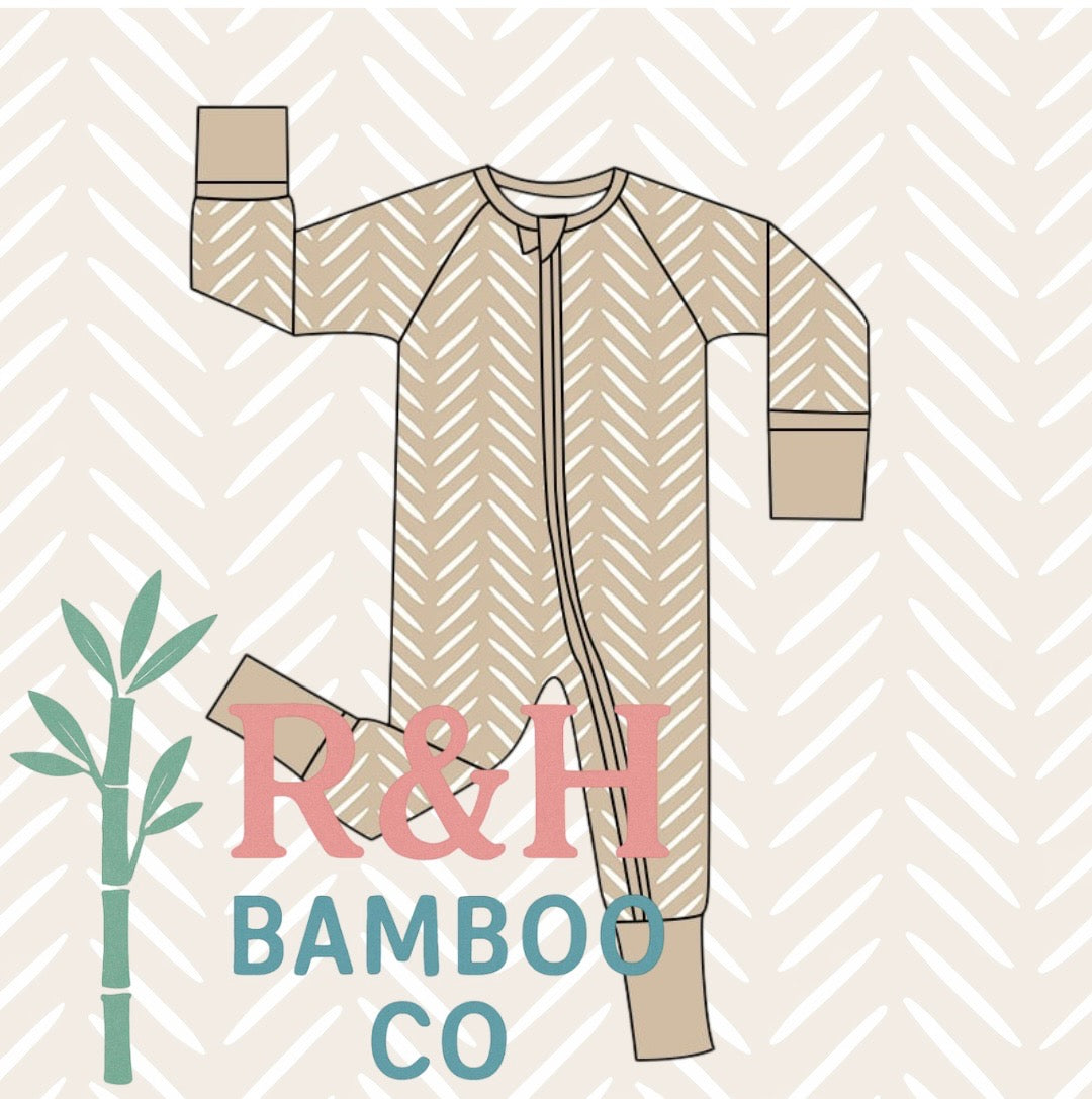 Tan Herringbone Zippy