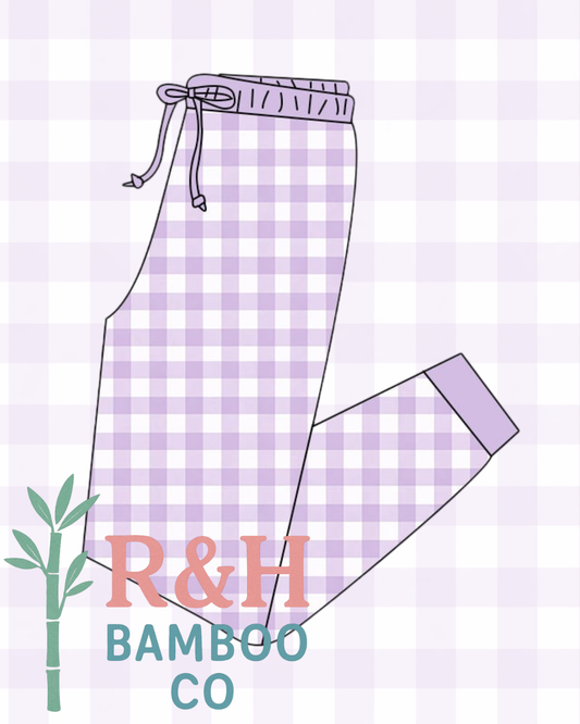 Purple Gingham Adult Joggers