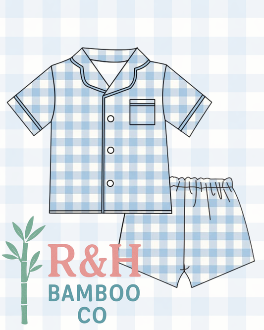Blue Gingham Adult Pjs