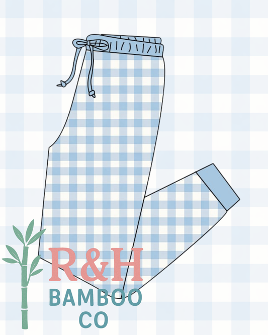 Blue Gingham Adult Joggers