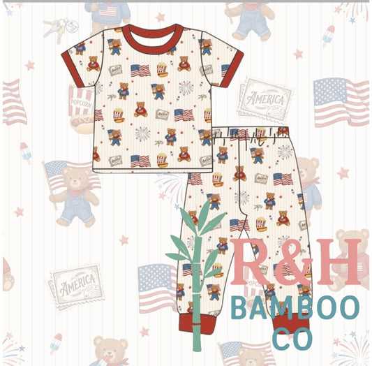 Red,white & Teddy 2 piece