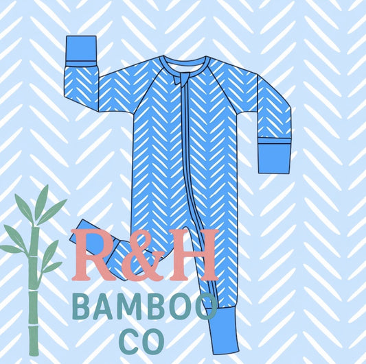 Blue Herringbone Zippy