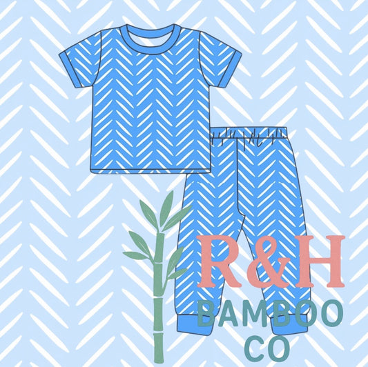 Blue Herringbone 2 piece