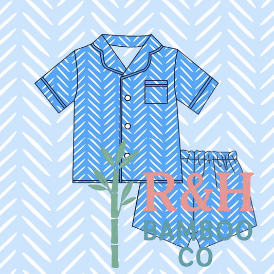 Blue Herringbone Adult Pjs