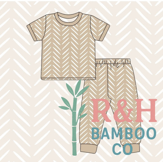 Tan Herringbone 2 piece