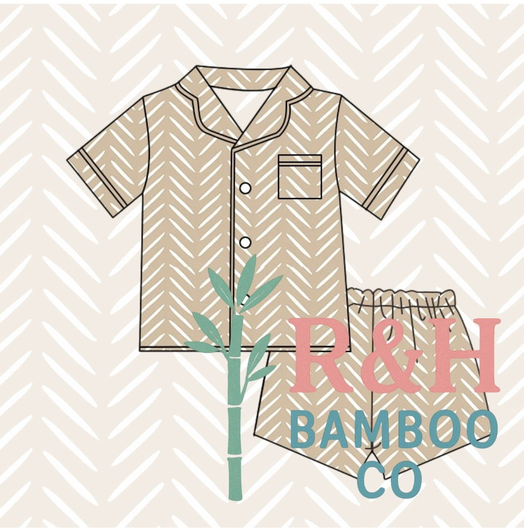 Tan Herringbone Adult Pjs