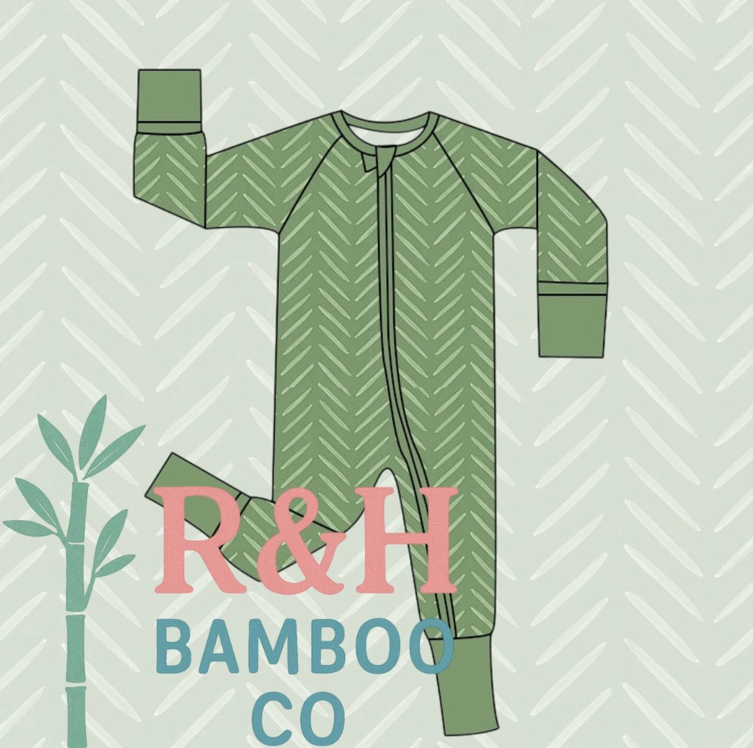 Green Herringbone Zippy