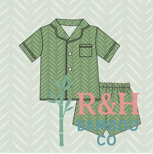 Green Herringbone Adult Pjs